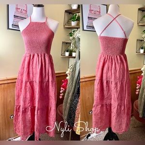 🌷Brand New halter eyelet dress fully embroidered can fit Sm up to M price firm!